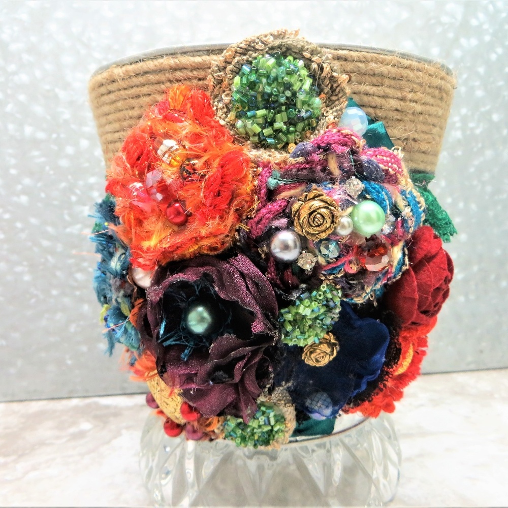 Decorated bucket full of beautiful mystery jewelry